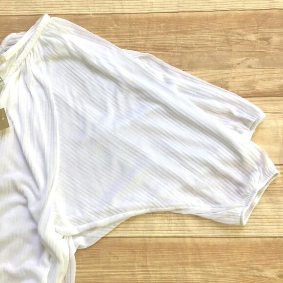 American Rag Cie Flowy Summer Top Womens M White Boho Sheer Peasant Blouse - Picture 6 of 7